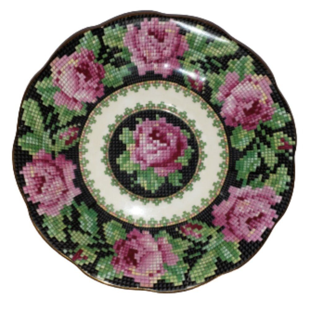 Royal Albert Needle Point Pattern Saucer Only Bone China Made In England Roses